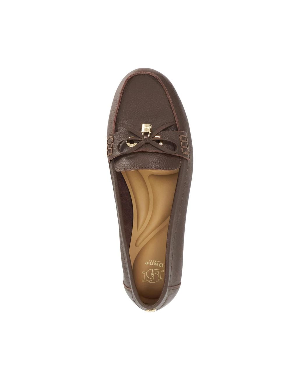 Dune Brown Girella Bow-Detail Loafers