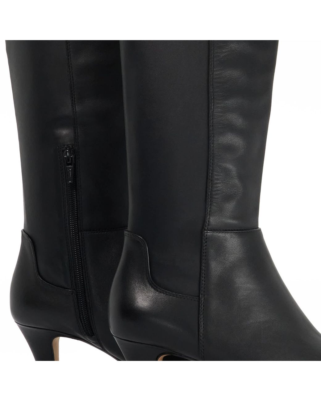 Dune Black Wf Sera Wide Fit Knee High Kitten Heel Boots