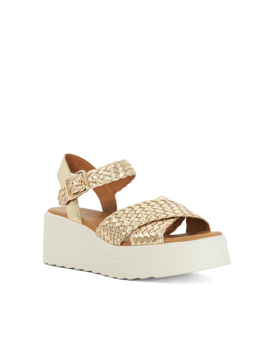 Dune Metallic Kinleys Braided Leather Wedge Sandals