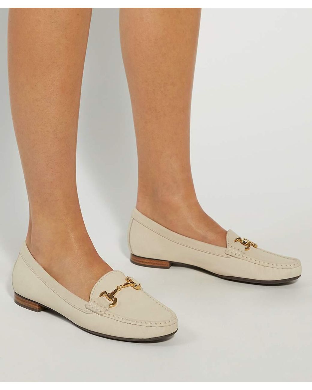 Dune Natural Glenniee Suede Snaffle Trim Loafers