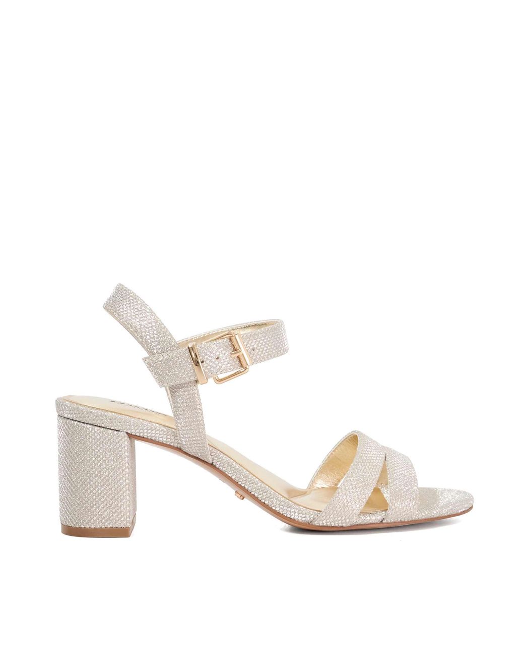 Dune White Wf Merisa Wide-Fit Block-Heel Sandals