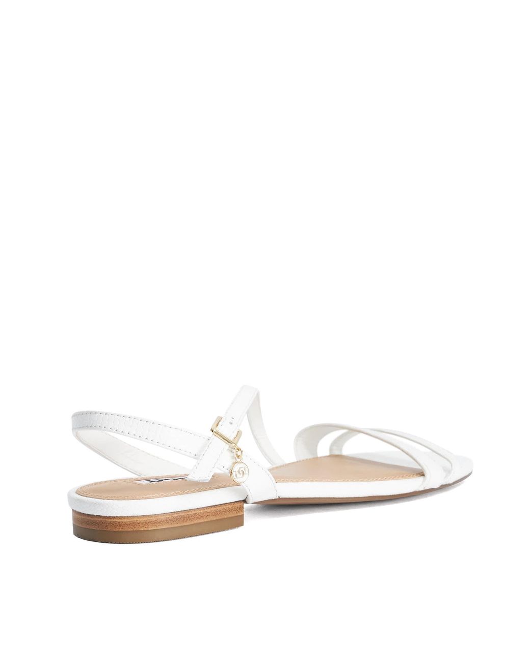Dune White Levon Flat Leather Sandals
