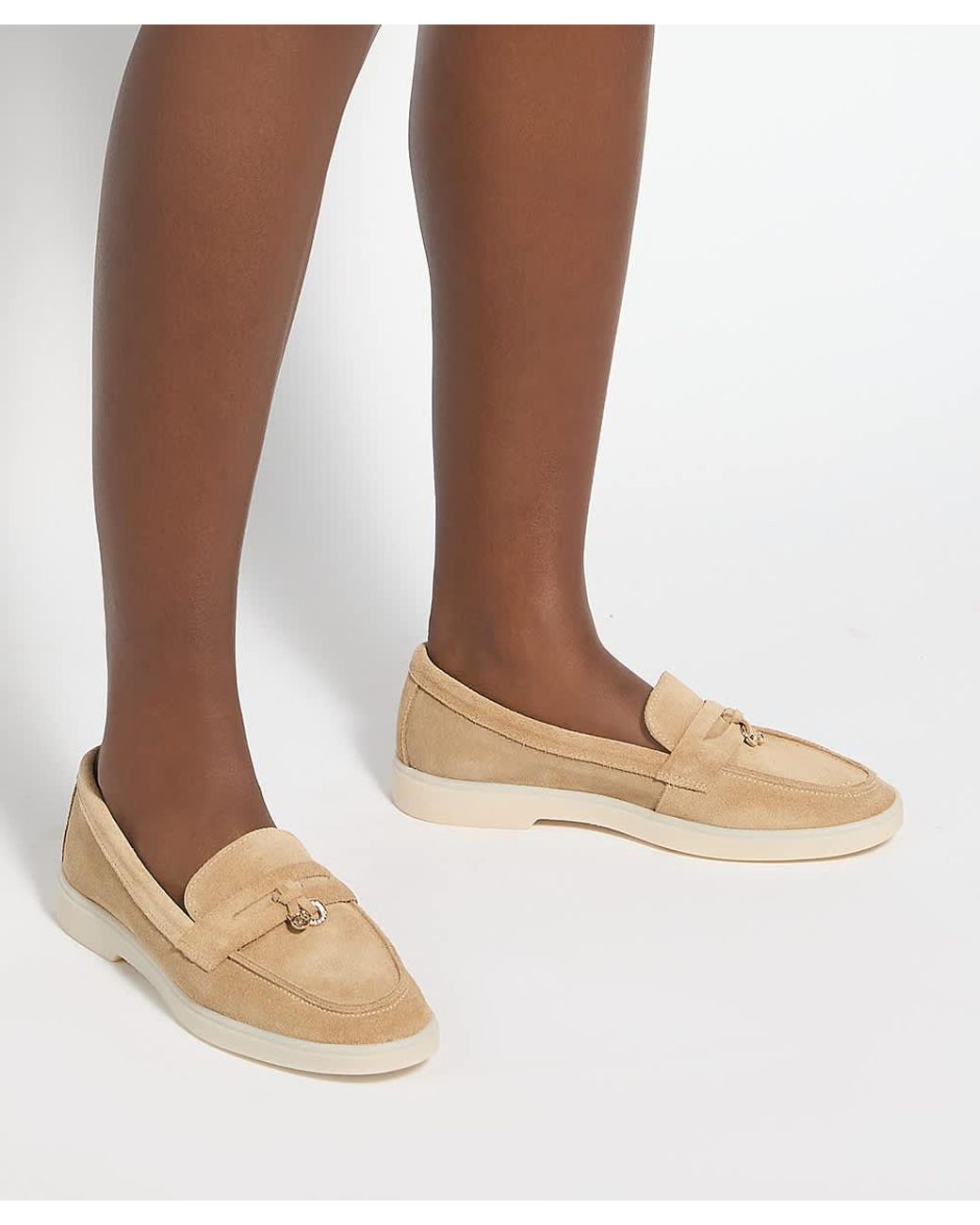 Dune Natural Grinning Suede Slip On Loafers