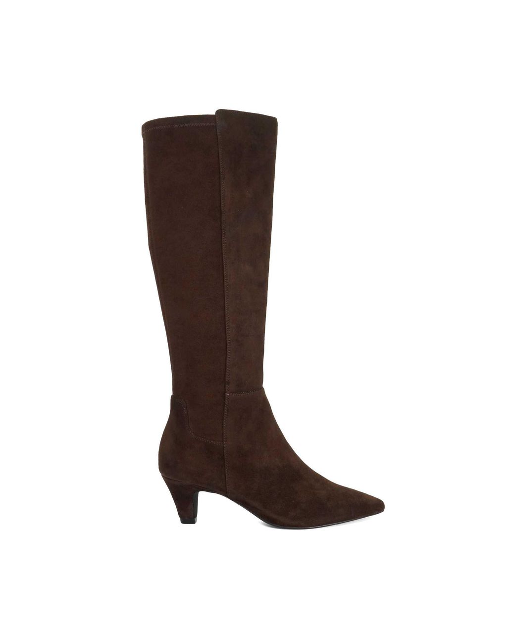 Dune Brown Sera Low Suede Knee-High Boots