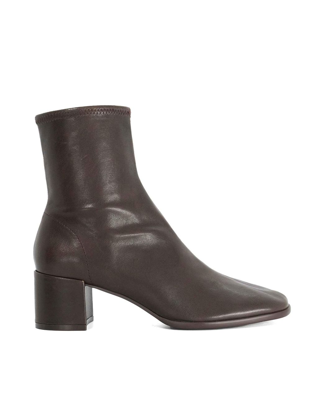 Dune Brown Pyro Leather Block Heel Ankle Boots