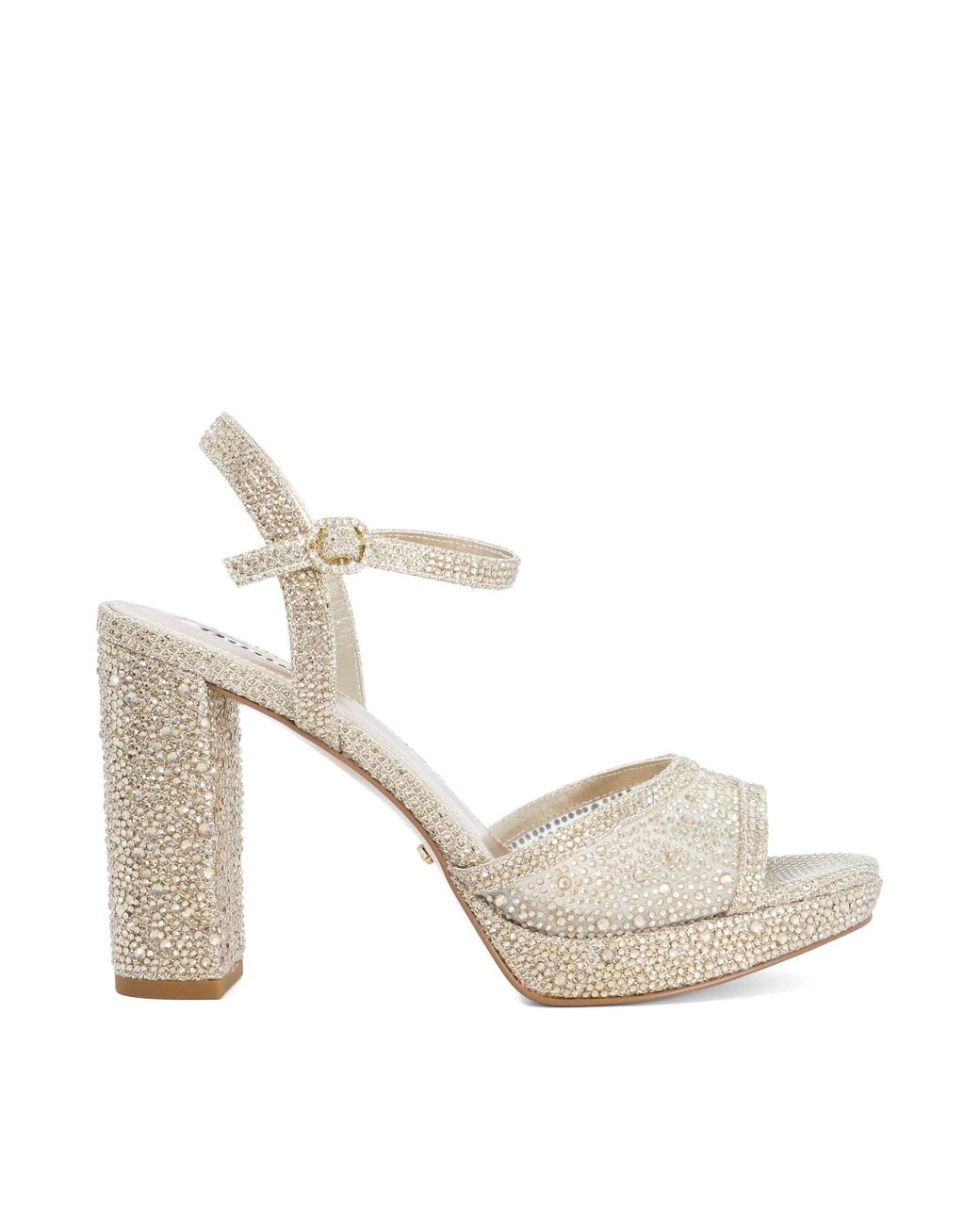 Dune White Mesmerizing Embellished Platform Sandals