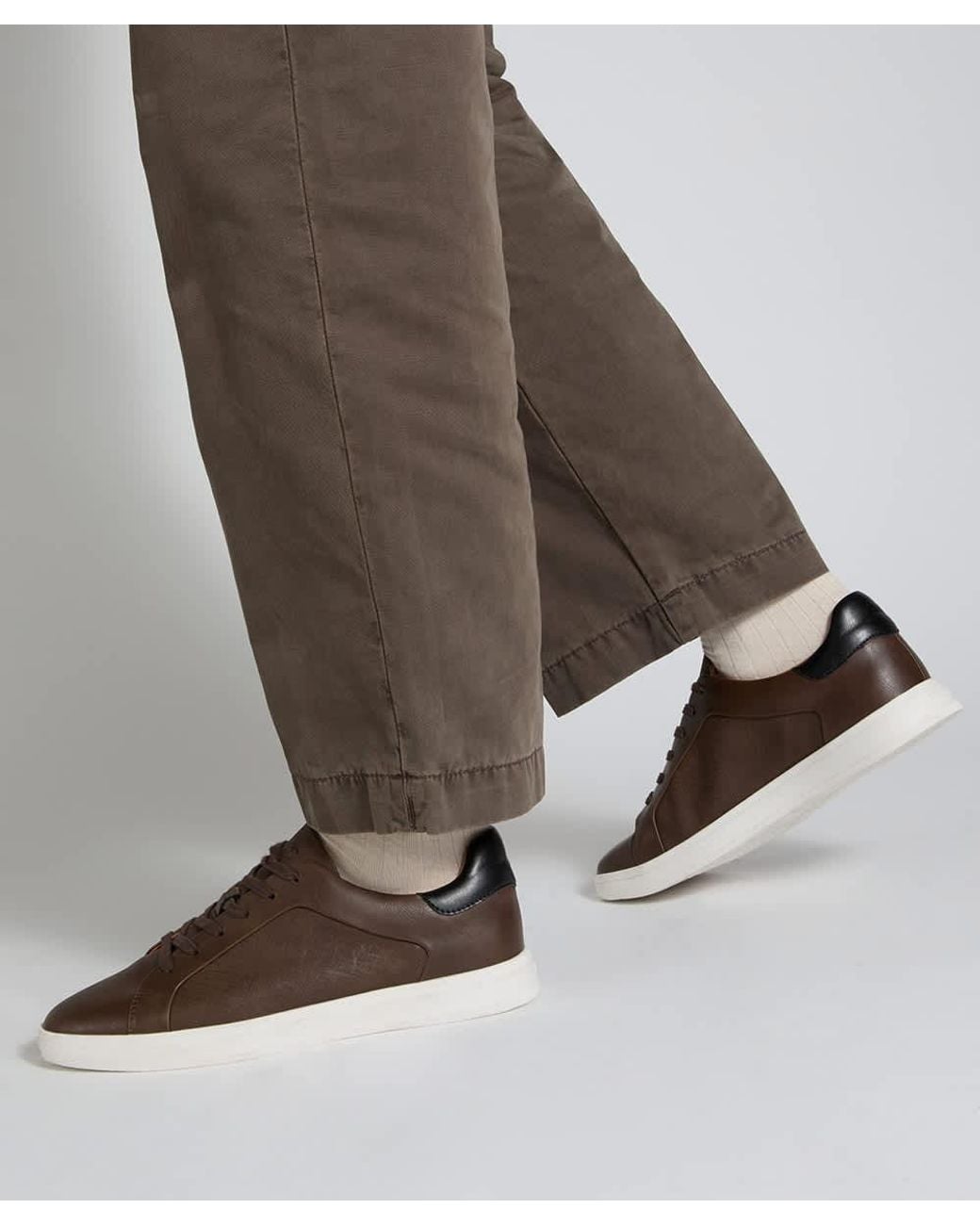 Dune Brown Traces Lace-Up Trainers for men