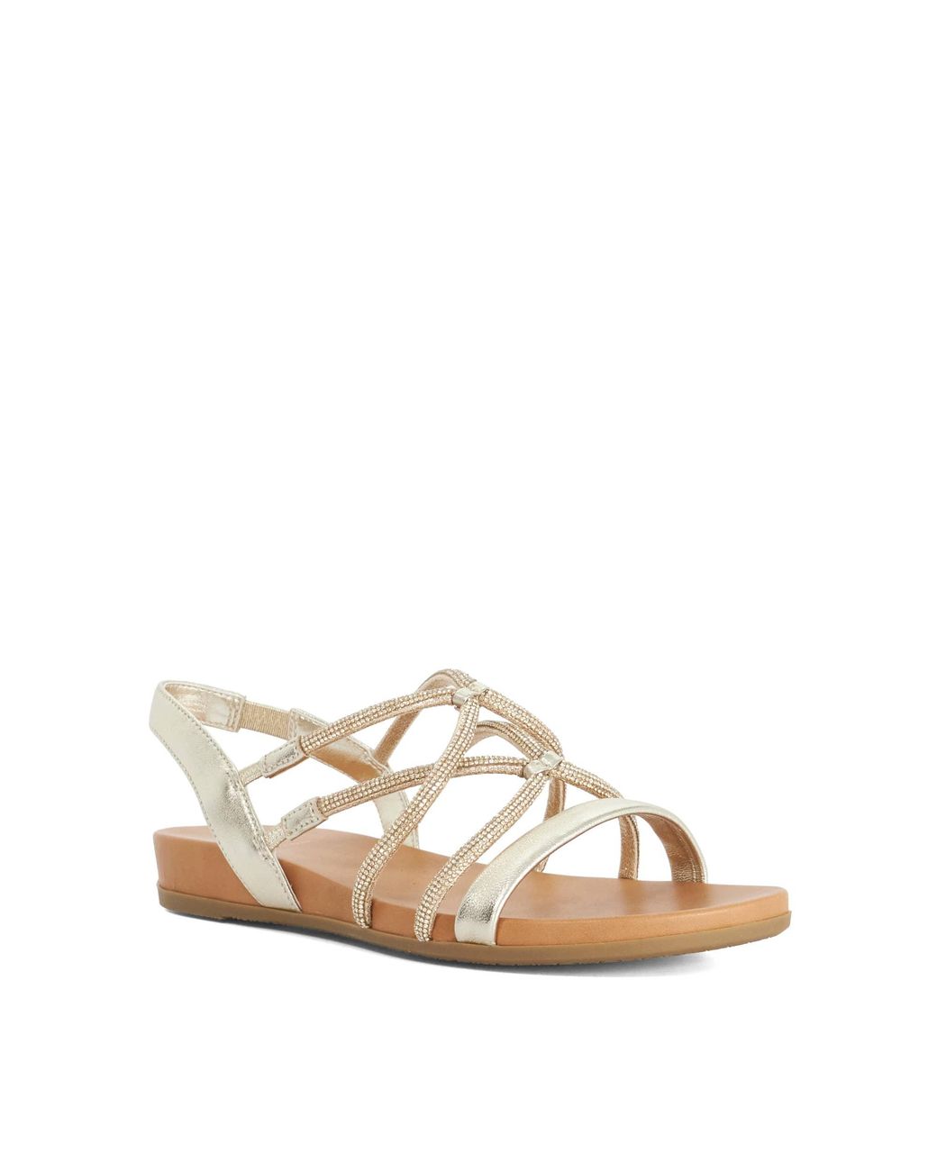 Dune Natural Wf Lyrically Crossover-Straps Flat Sandals