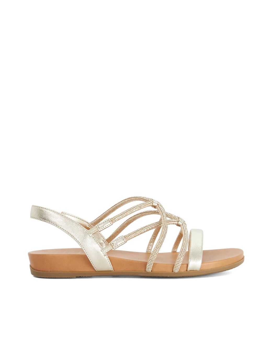 Dune Natural Wf Lyrically Crossover-Straps Flat Sandals