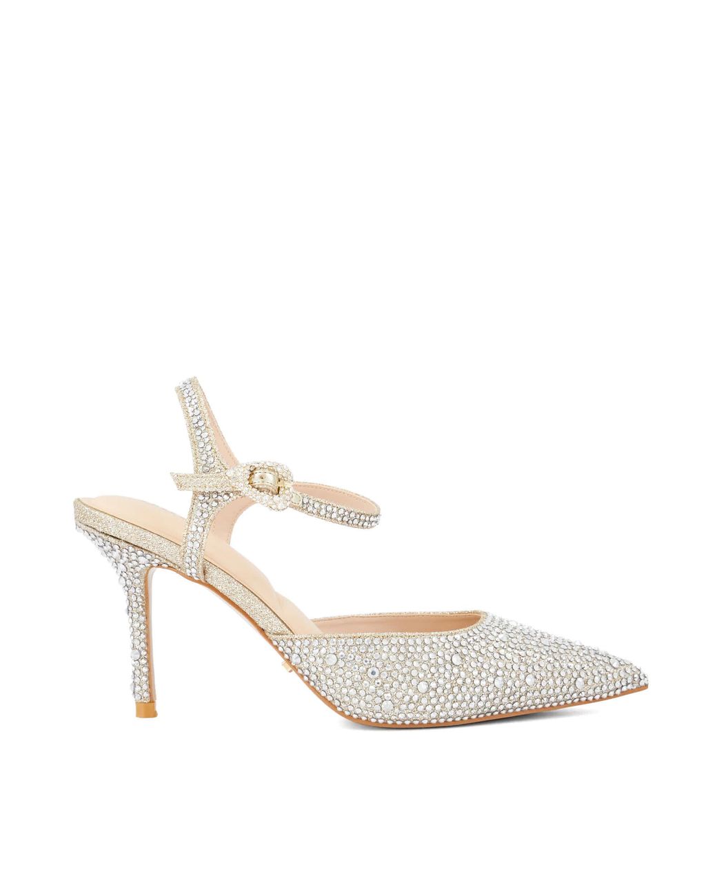 Dune White Compliments Embellished Pointed-Toe Heels