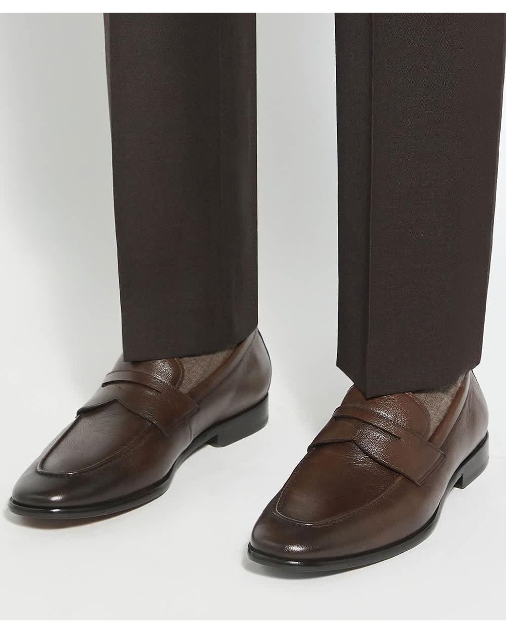Dune Brown Salford Slip-On Penny Loafers for men