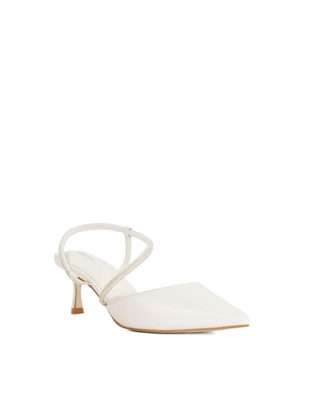 Dune White Ceremonial T-Bar Embellished Wedding Shoes