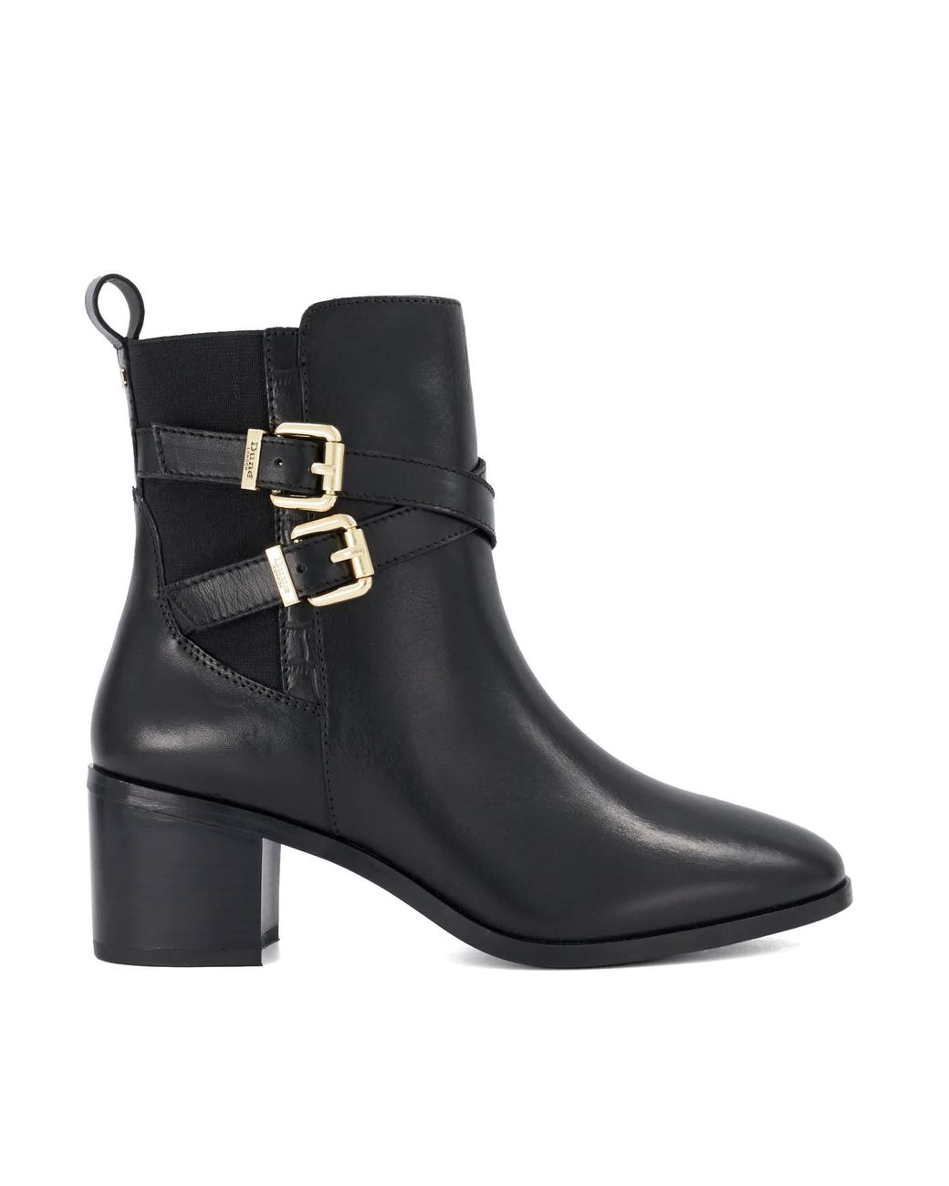 Dune Black Pabbi Buckle-Detail Ankle Boots