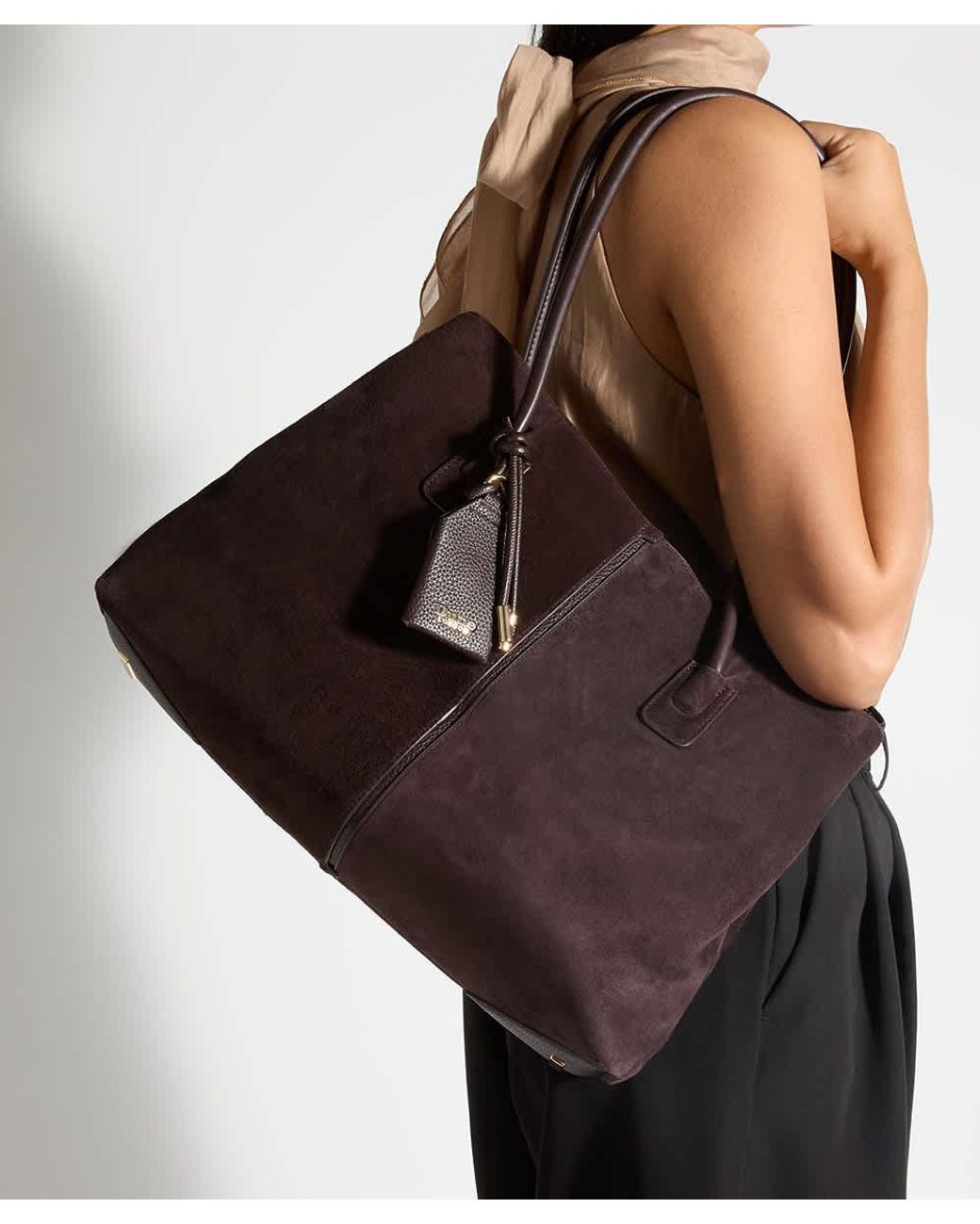 Dune Brown Deserving L Tag-Detail Shoulder Bag