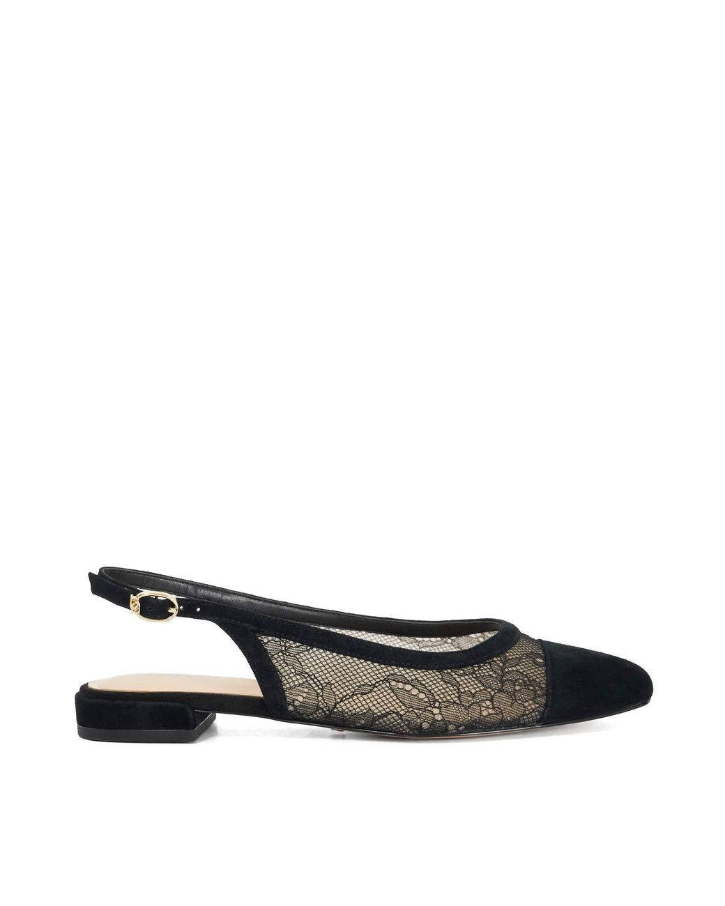 Dune Black Clarify Toe-Cap Slingback Flats
