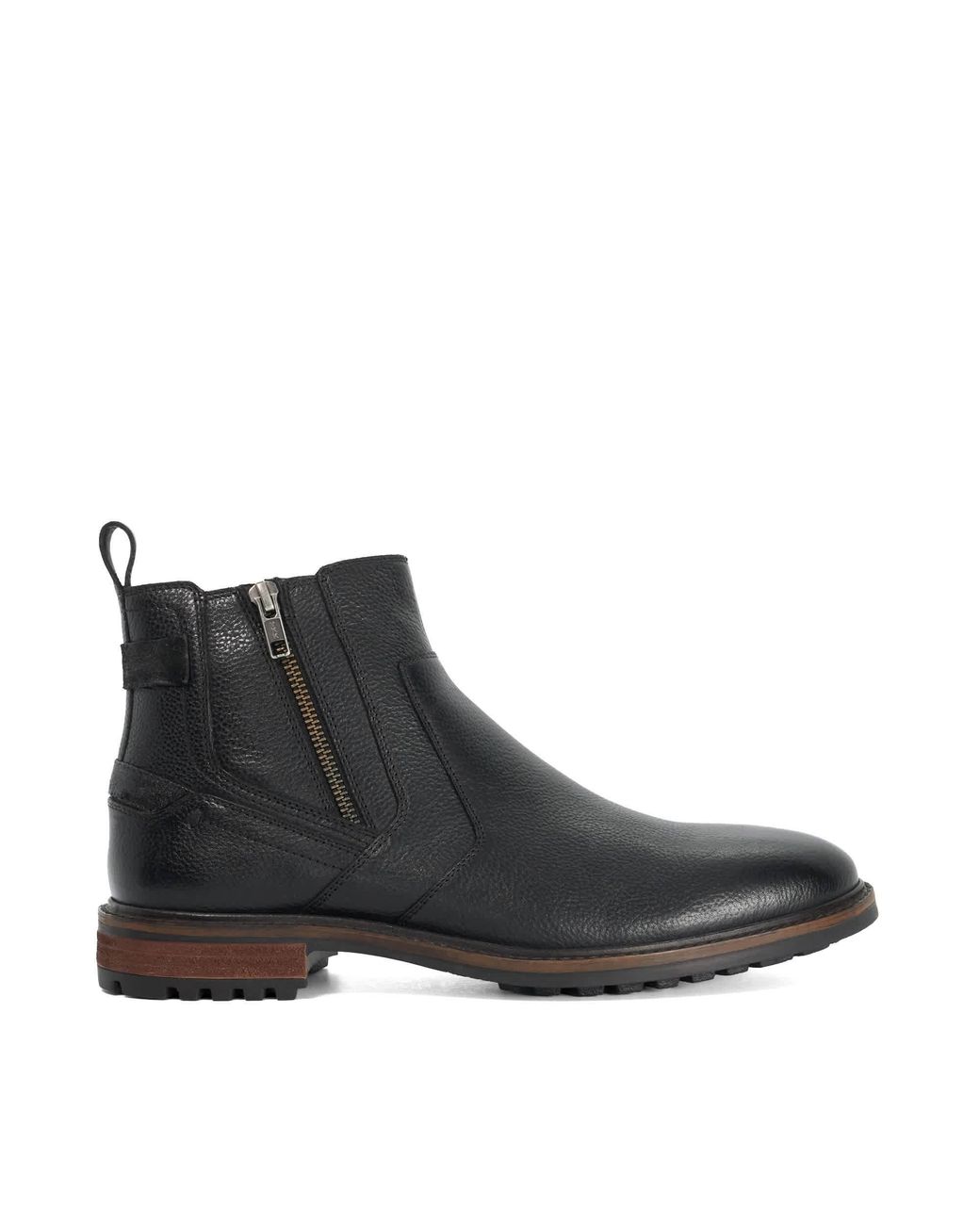 Dune Black Scouter Zip-Detail Ankle Boots for men