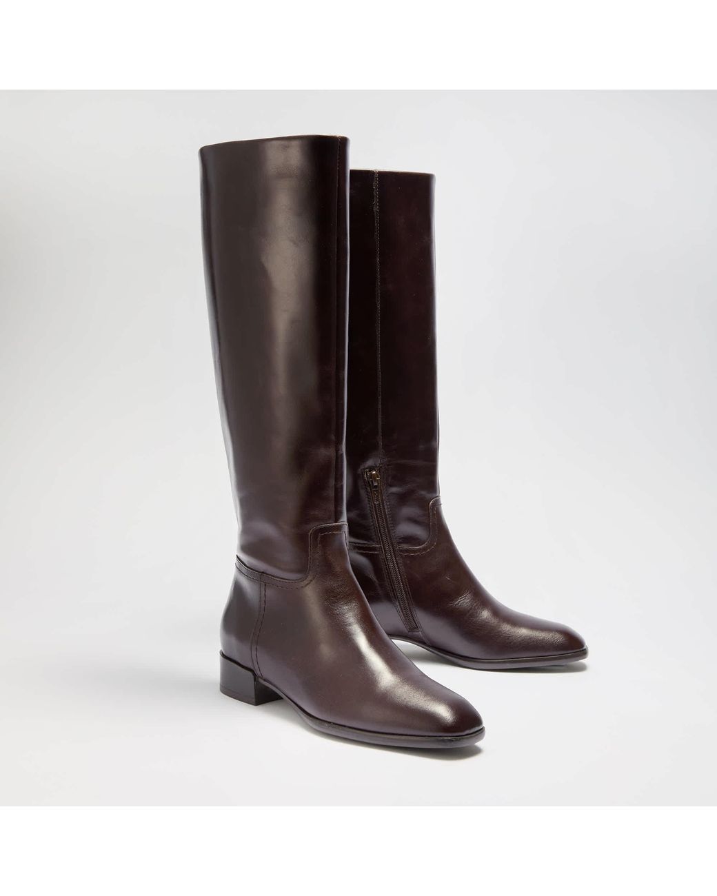 Dune Brown Toova Low-Heel Knee-High Boots