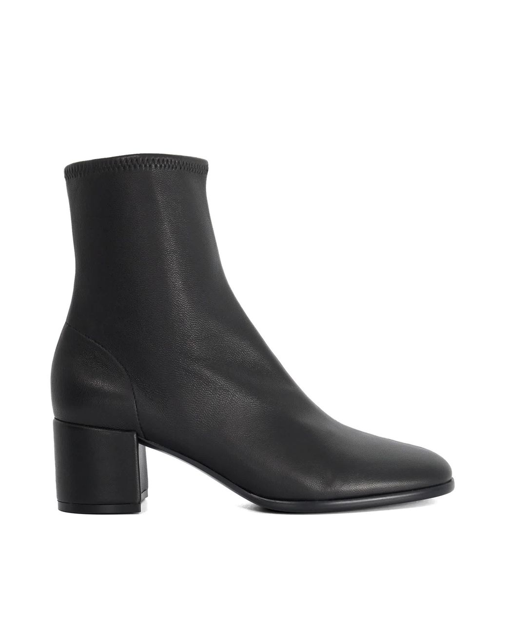 Dune Black Pyro Leather Block Heel Ankle Boots