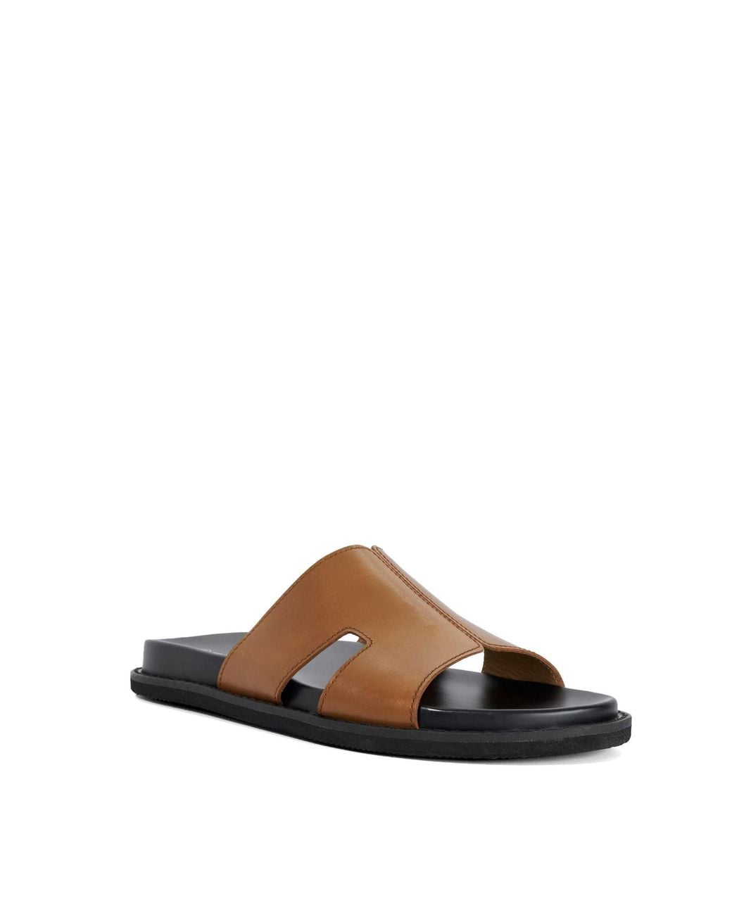 Dune Brown Ishaa Leather Slip On Sandals for men