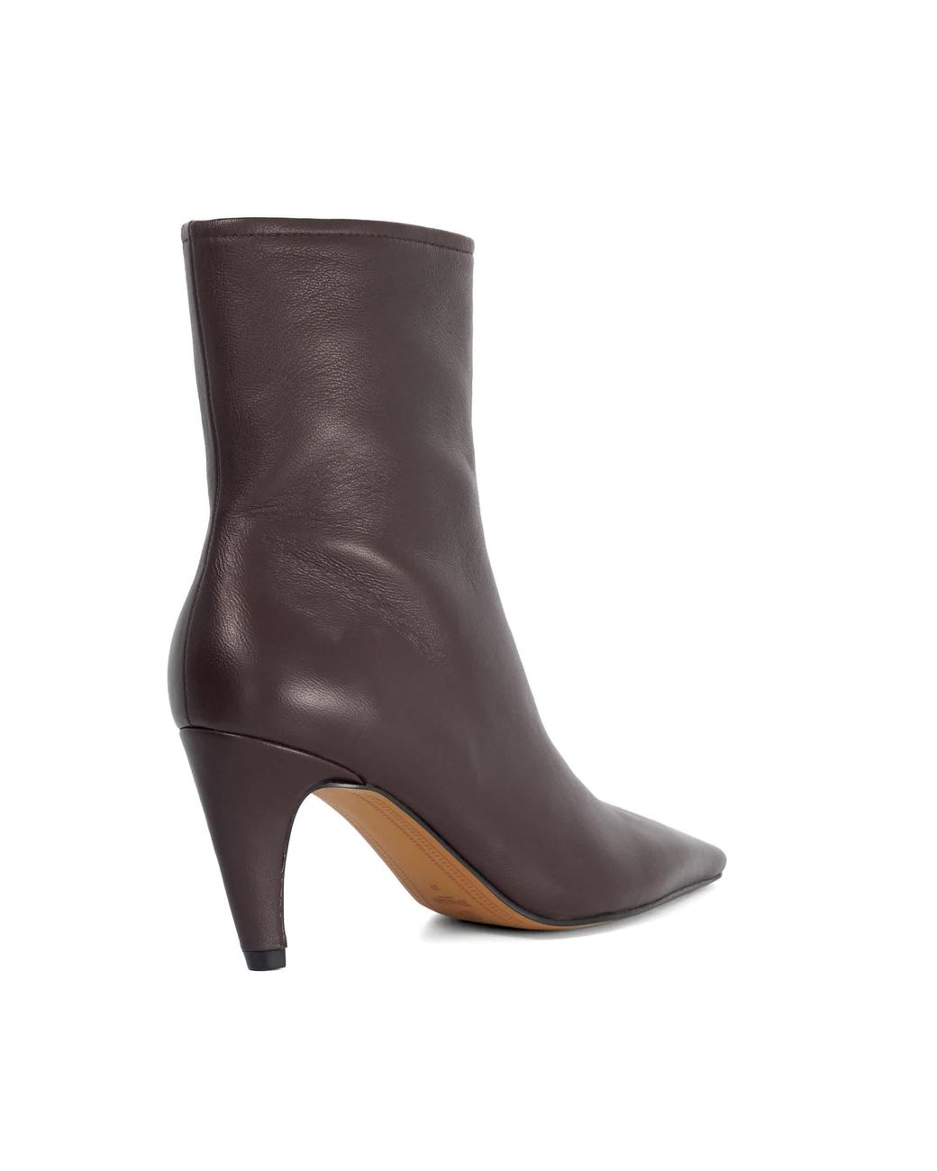 Dune Brown Overt Leather Heeled Ankle Boots