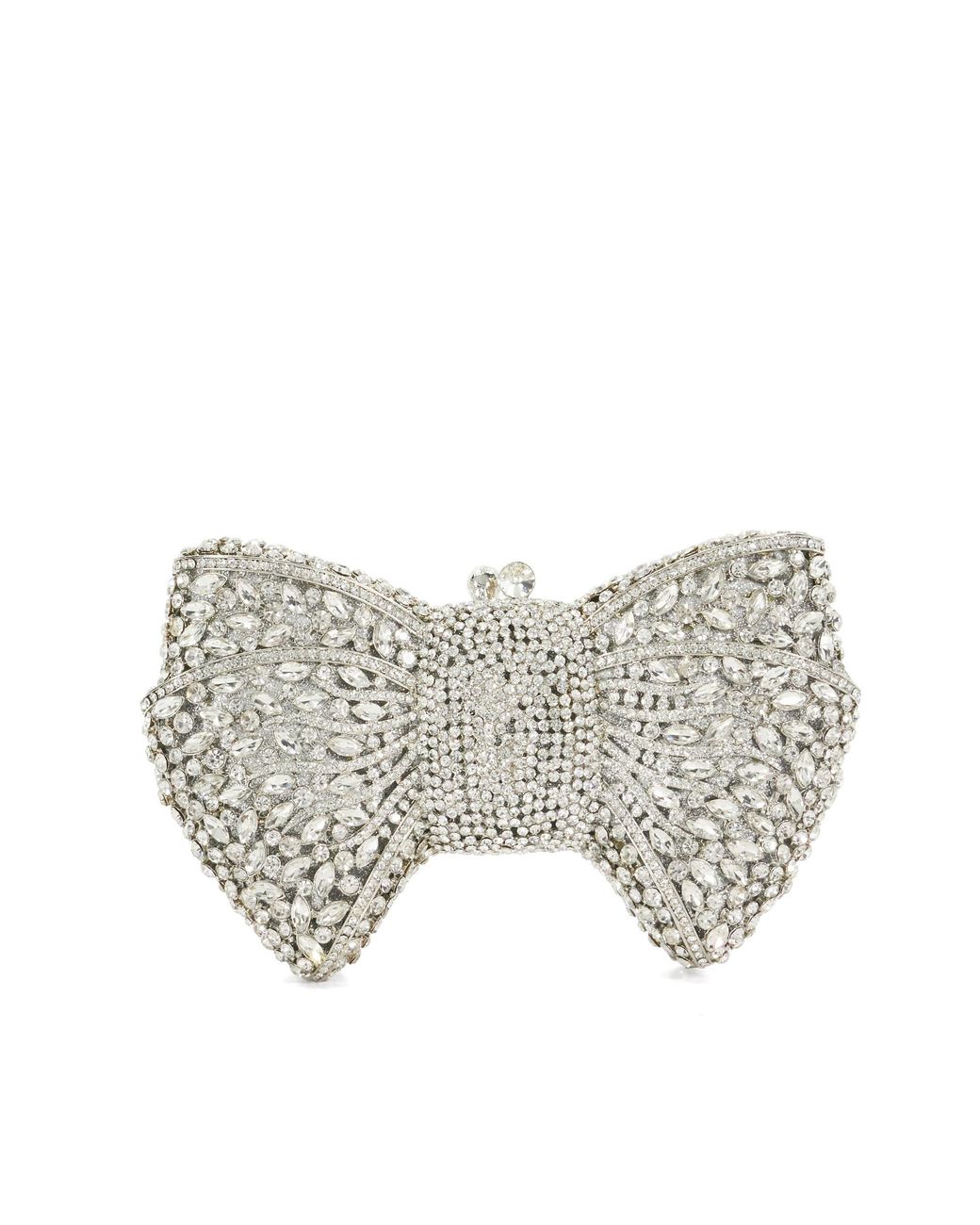 Dune Gray Enchant Embellished Bow Clutch Bag
