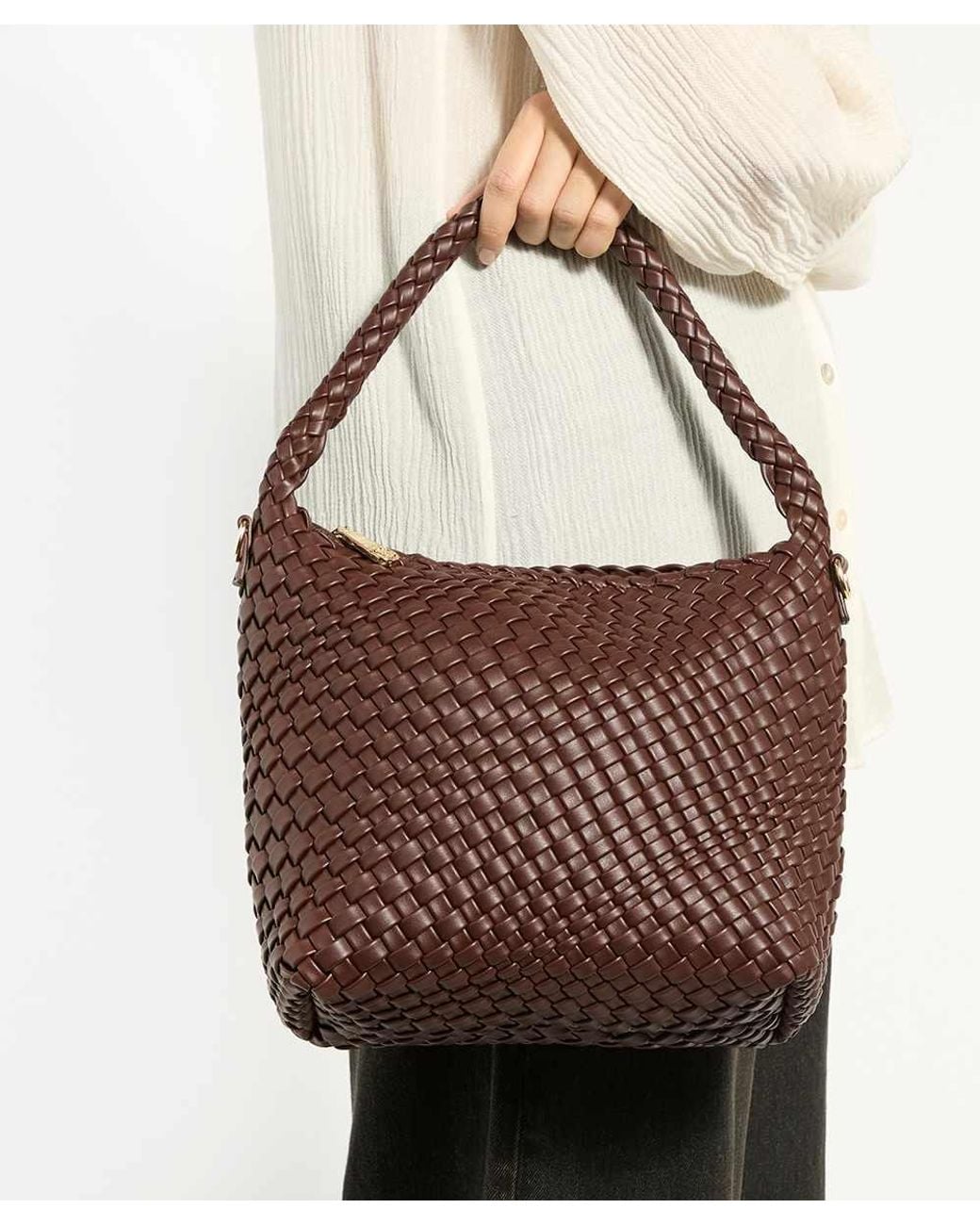 Dune Brown Deliberate M Woven Shoulder Bag