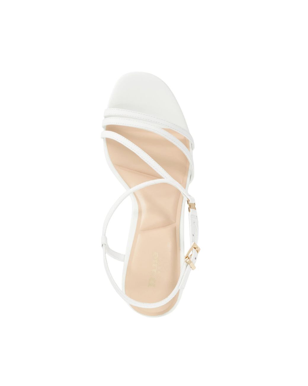 Dune White Maiple T Logo-Detail Heeled Sandals
