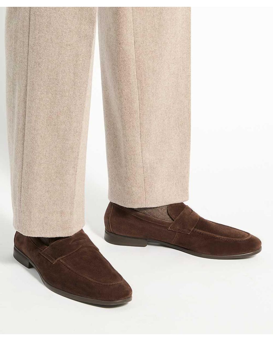 Dune Brown Barclays Suede Loafers for men