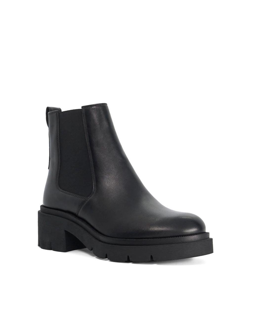 Dune Black Padelle Block-Heel Ankle Boots
