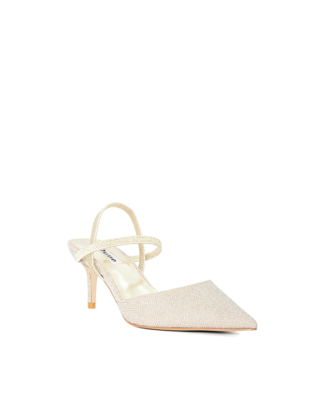 Dune White Wf Classical Wide Fit Pointed Courts With Elasticated Stra