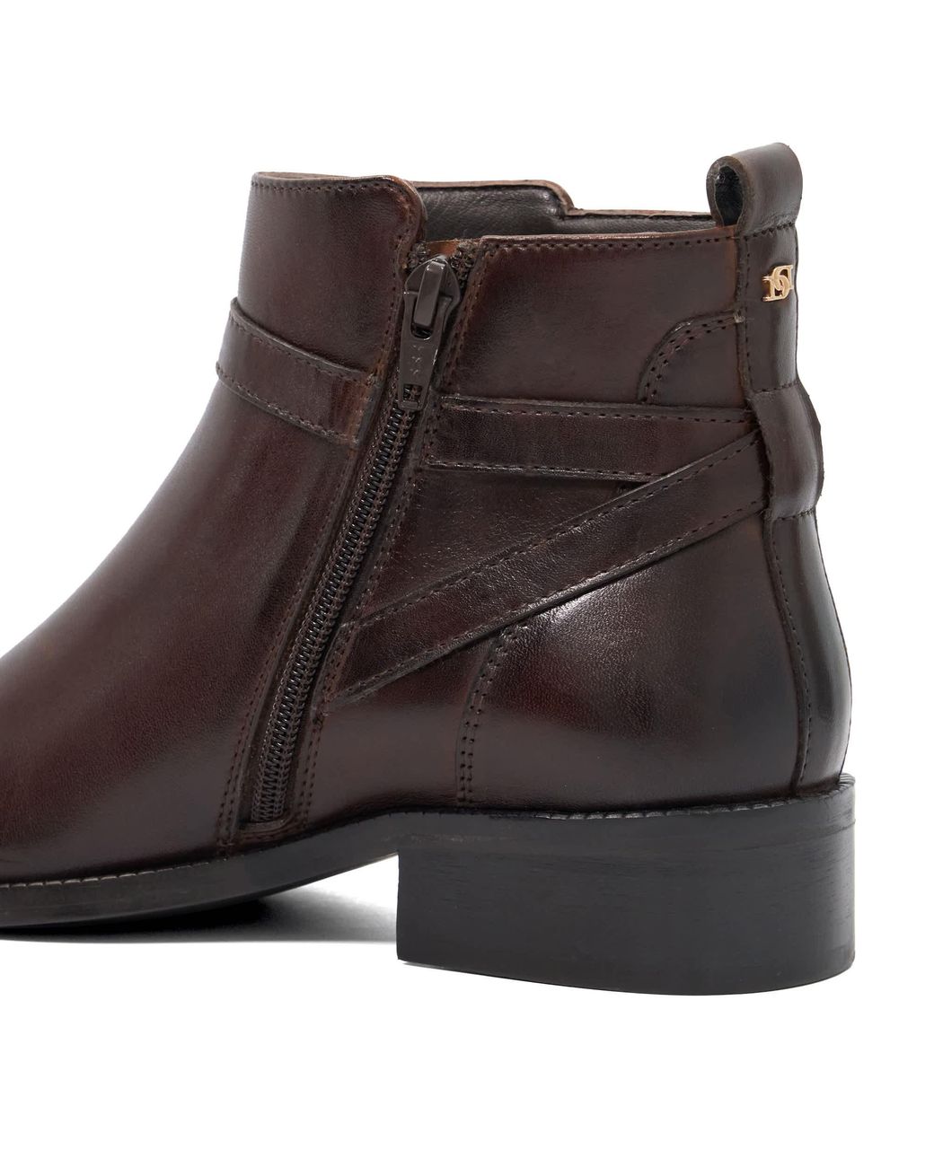 Dune Brown Wf Pali Buckle-Detail Ankle Boots