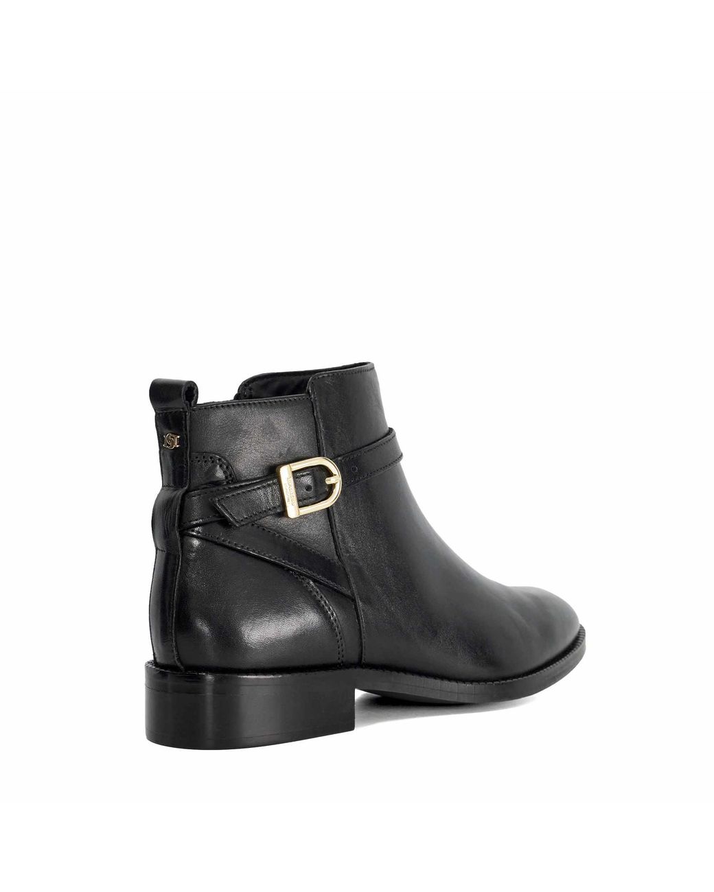 Dune Black Pemma Flat Leather Ankle Boots