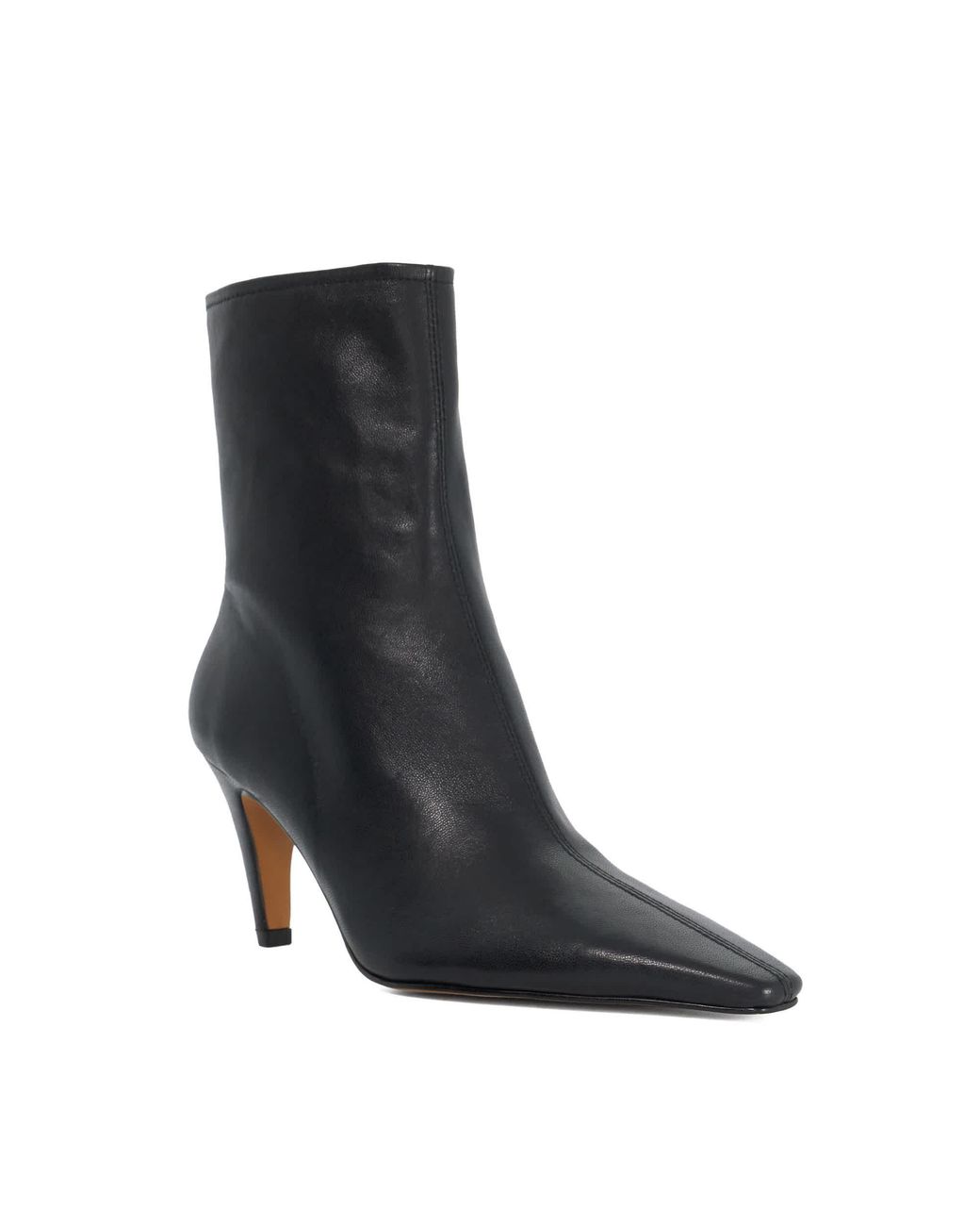 Dune Black Overt Leather Heeled Ankle Boots