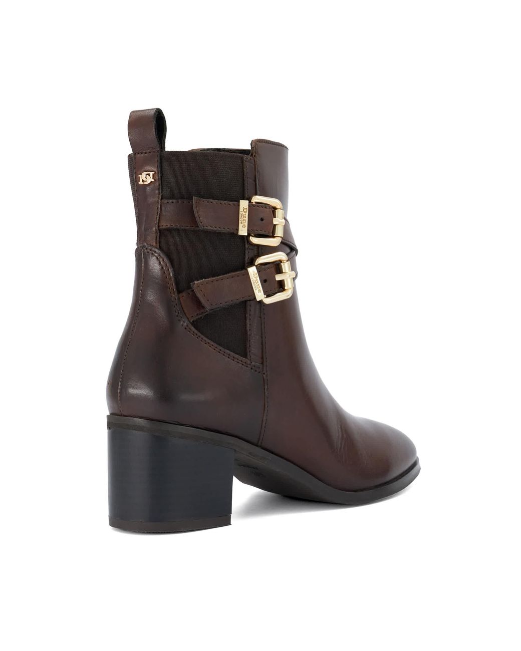 Dune Brown Pabbi Buckle-Detail Ankle Boots