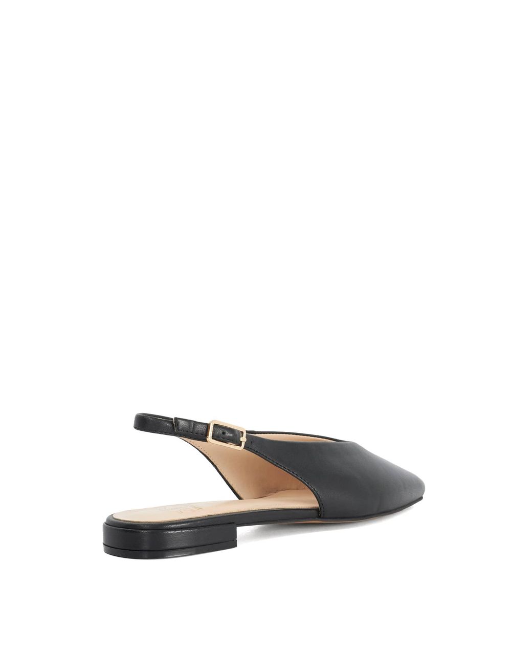 Dune Blue Heartbeat Leather Slingback Ballet Flats