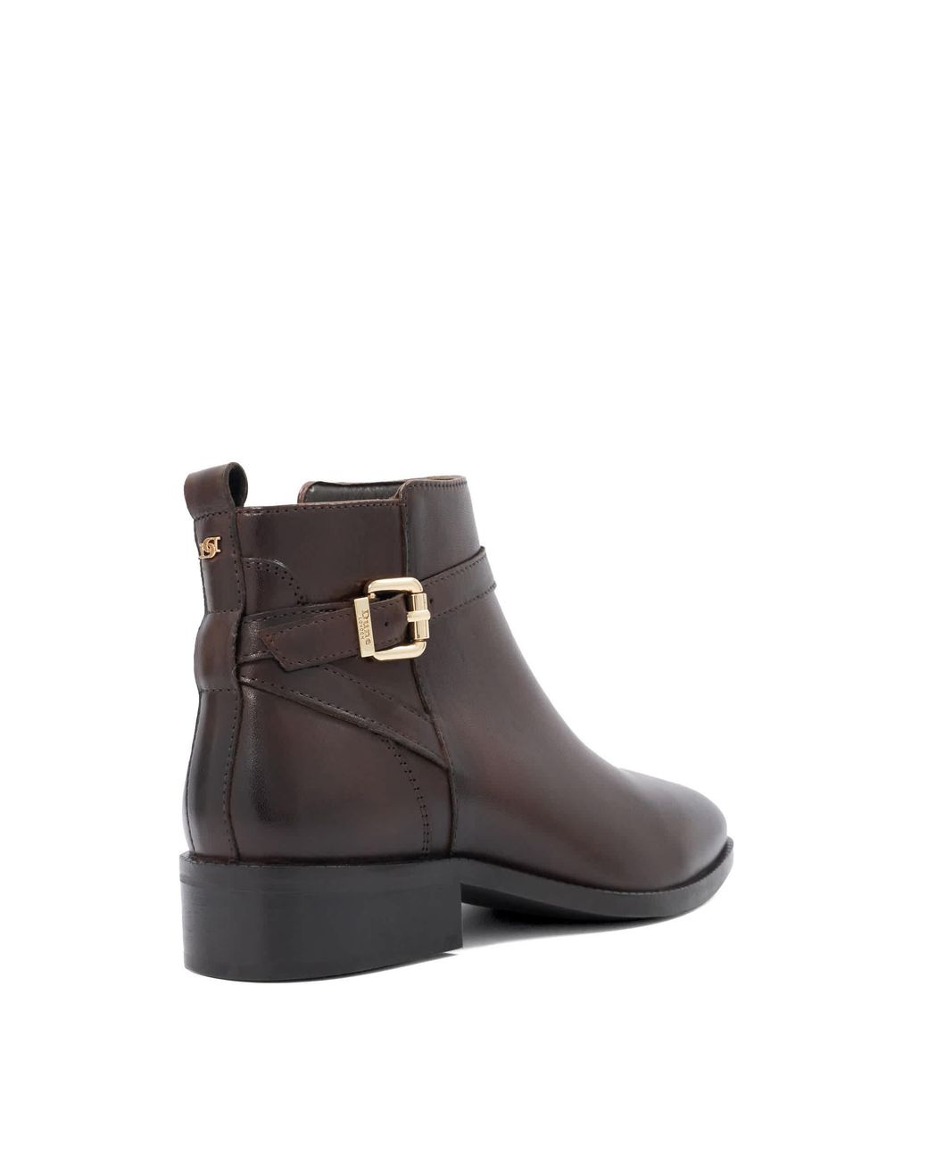Dune Brown Wf Pali Buckle-Detail Ankle Boots