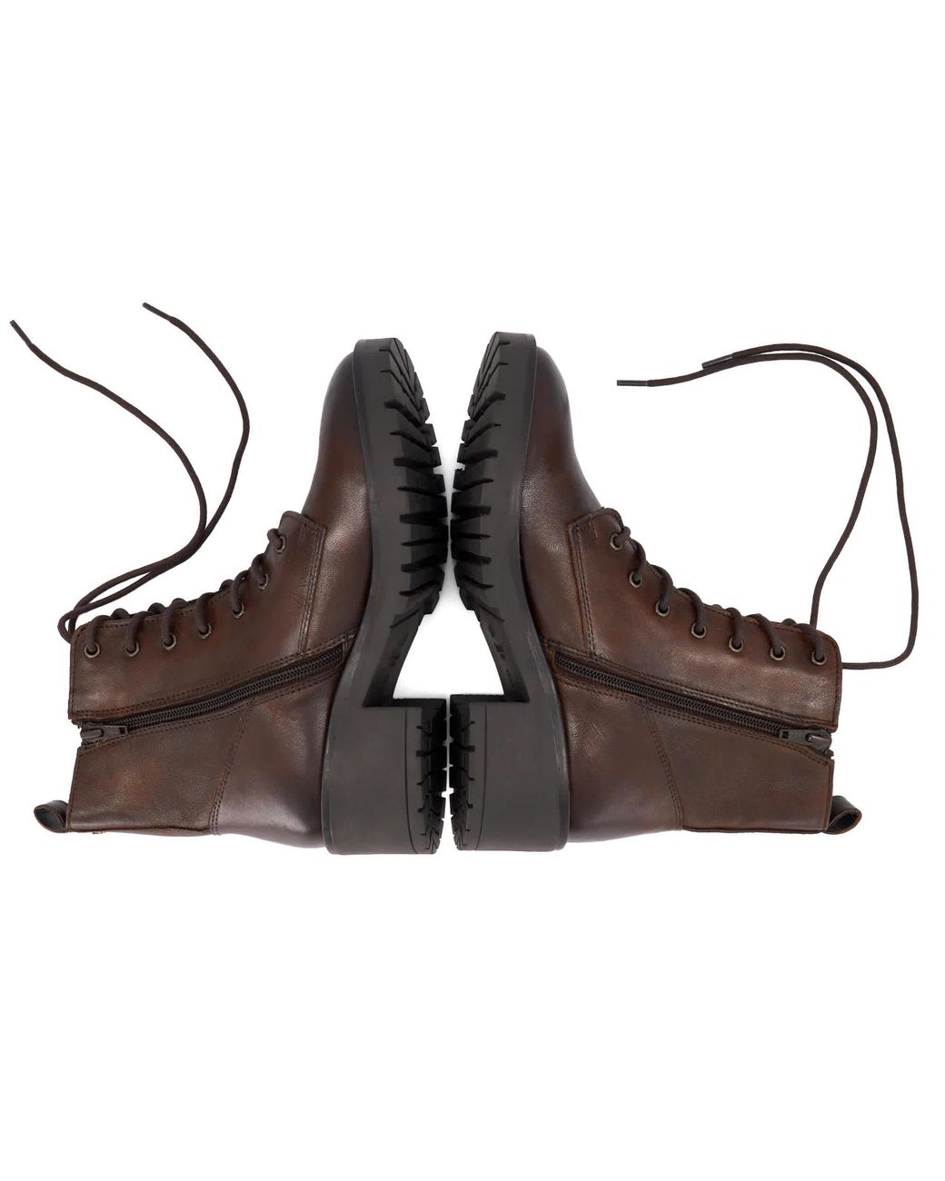 Dune Brown Process Lace-Up Ankle Boots