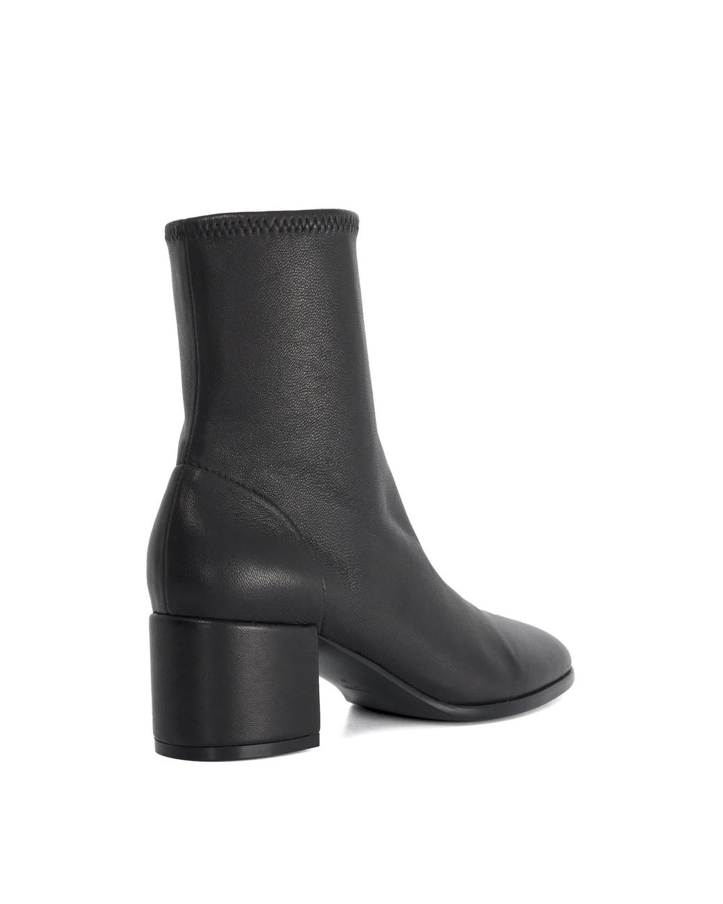 Dune Black Pyro Leather Block Heel Ankle Boots