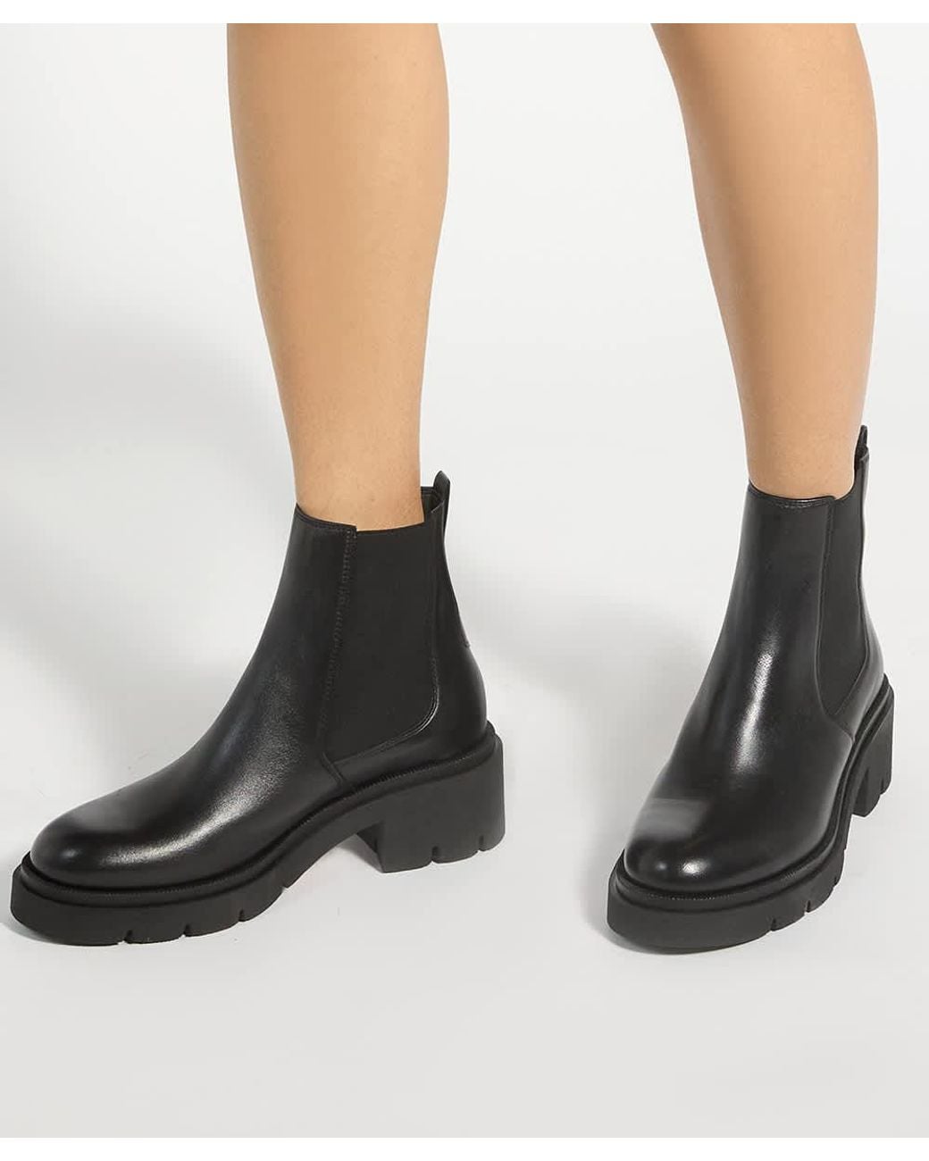 Dune Black Padelle Block-Heel Ankle Boots