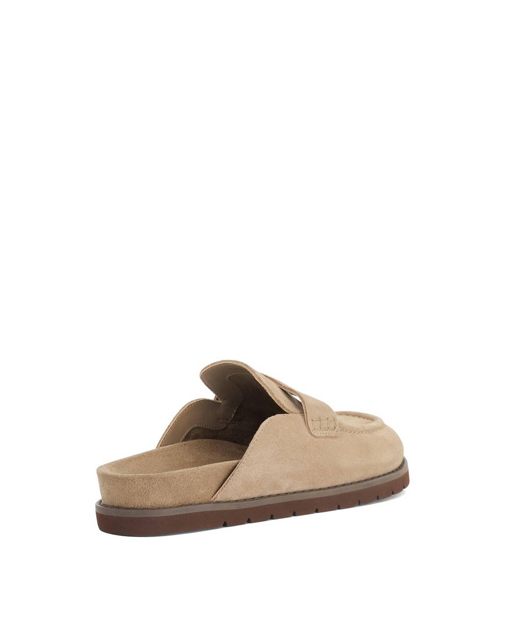 Dune Brown Goldens Suede Backless Mule Loafers