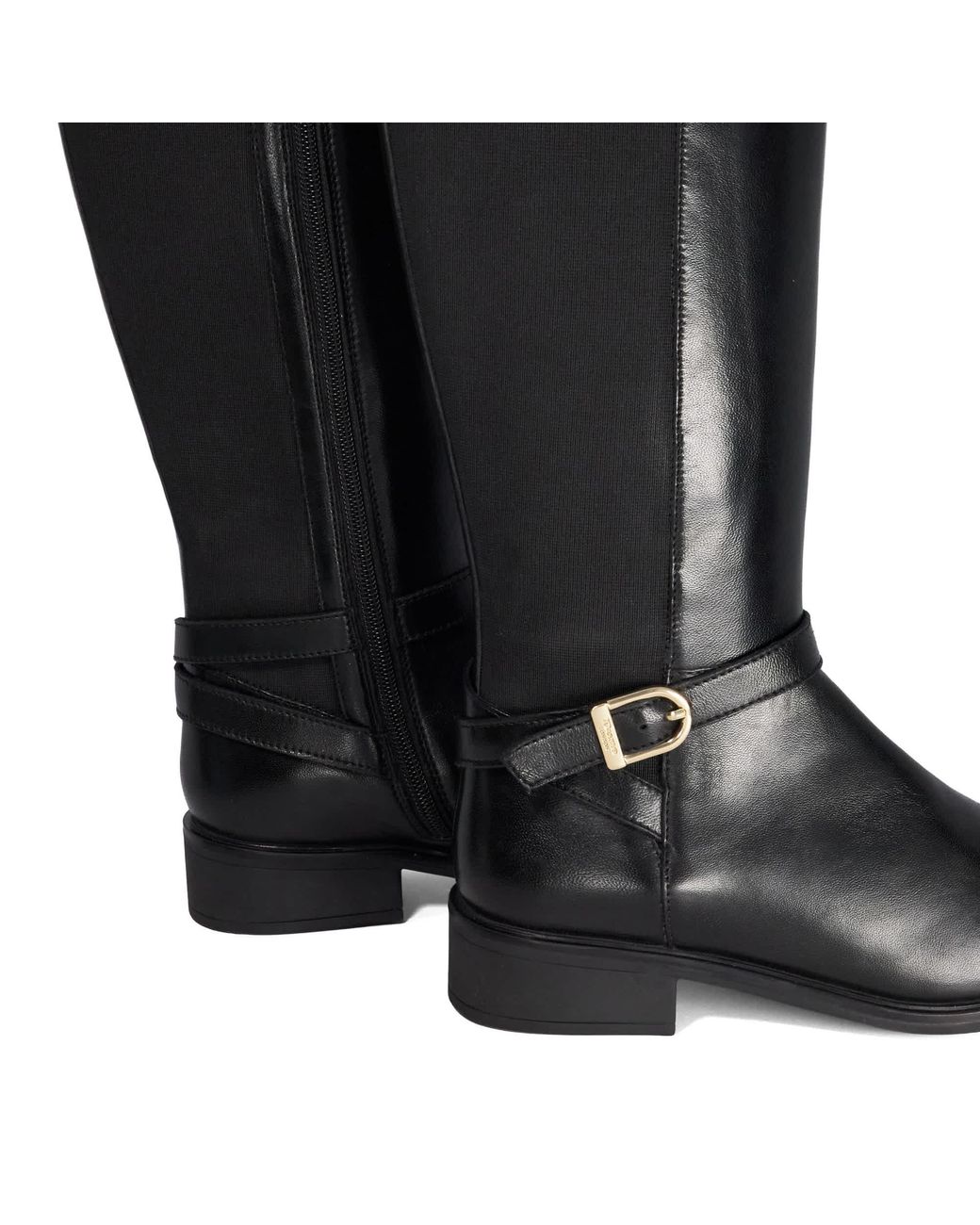 Dune Black Tooni Buckle-Detail Knee-High Boots