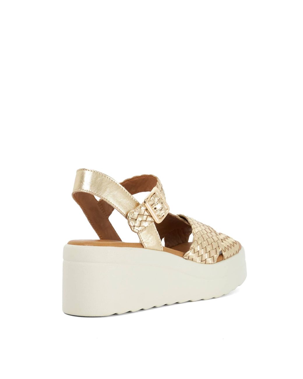 Dune Metallic Kinleys Braided Leather Wedge Sandals