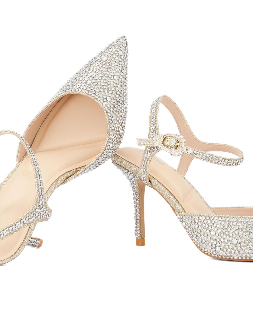 Dune White Compliments Embellished Pointed-Toe Heels