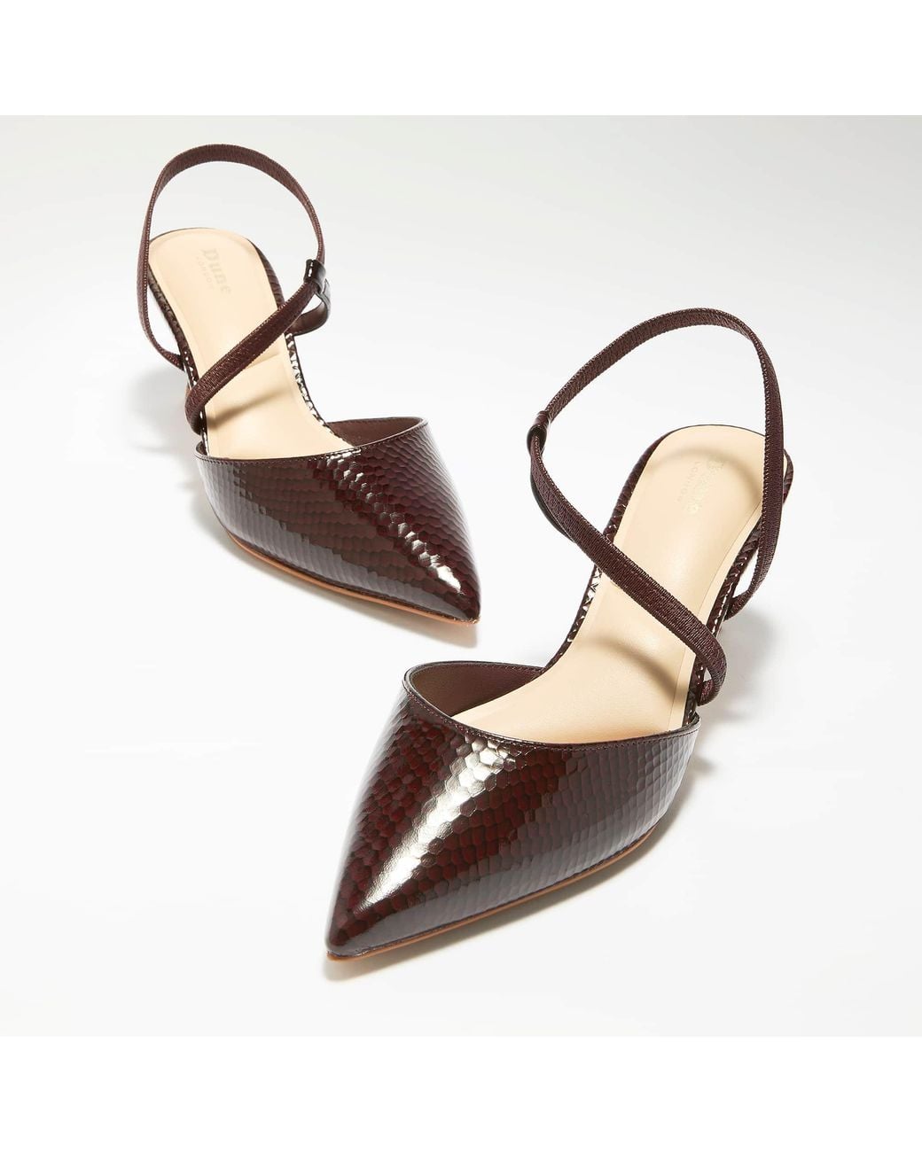 Dune Brown Charming Embellished Court Shoes