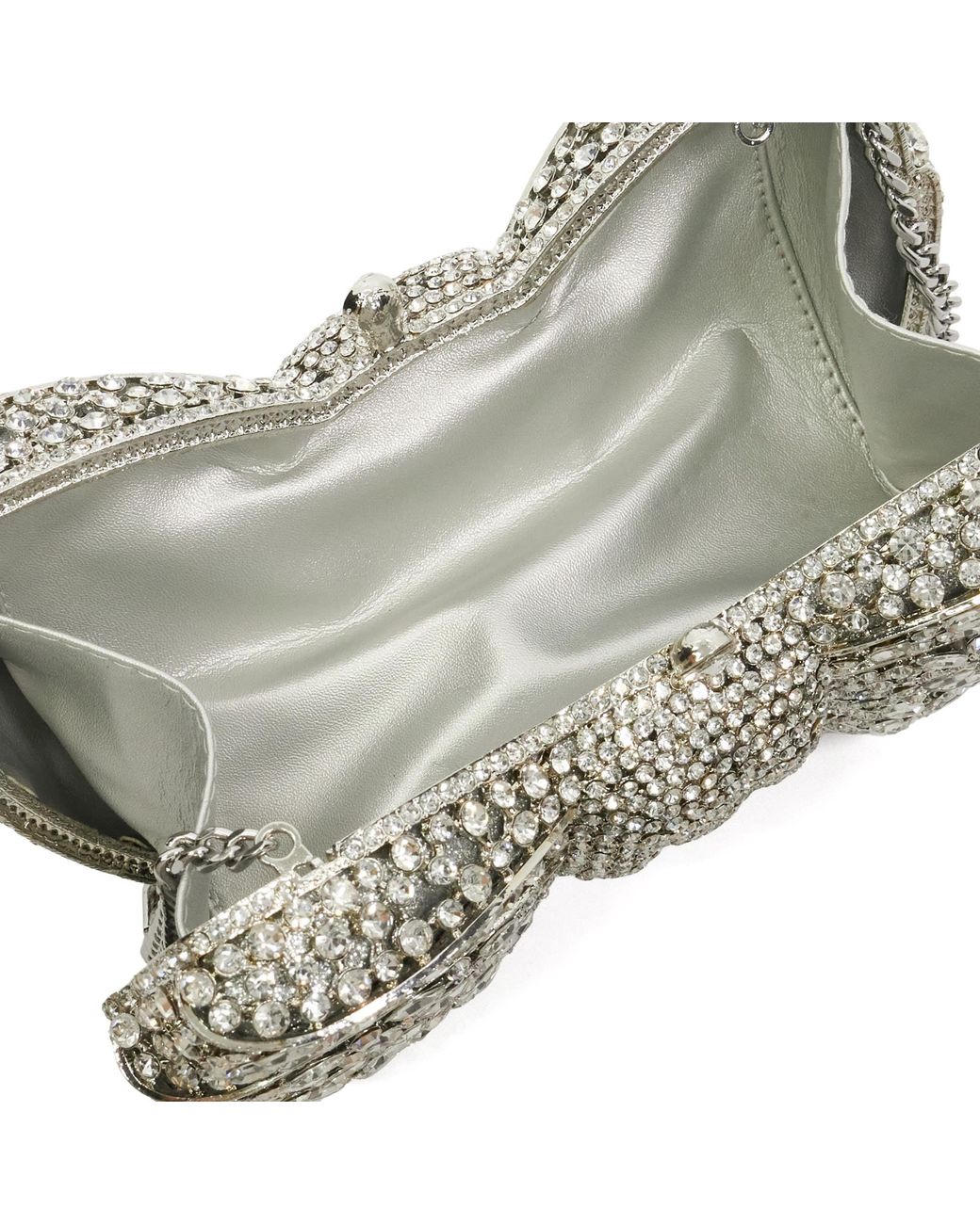 Dune Gray Enchant Embellished Bow Clutch Bag