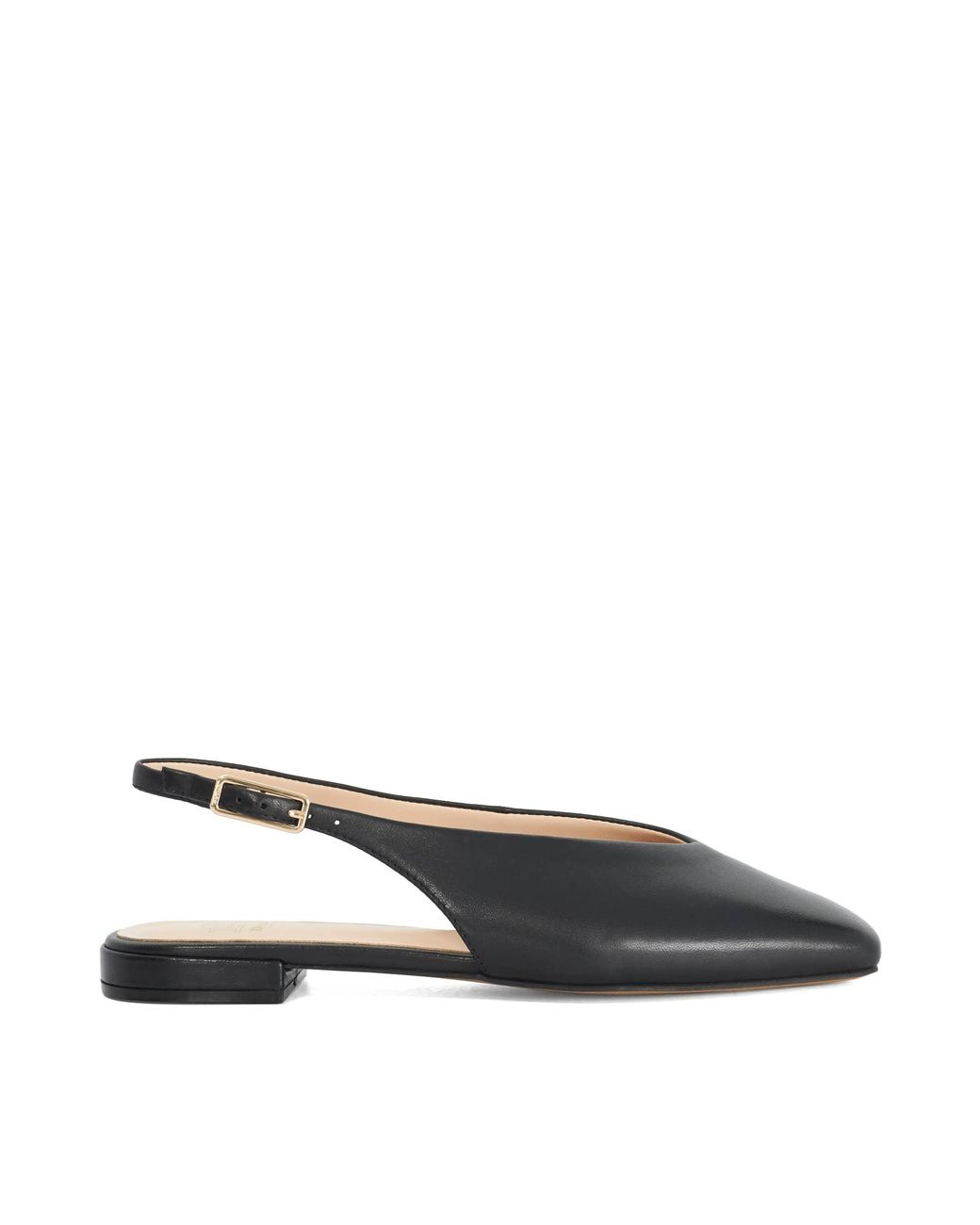 Dune Blue Heartbeat Leather Slingback Ballet Flats
