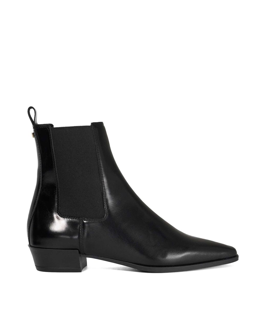 Dune Black Parkas Chisel Toe Low Heel Chelsea Ankle Boots