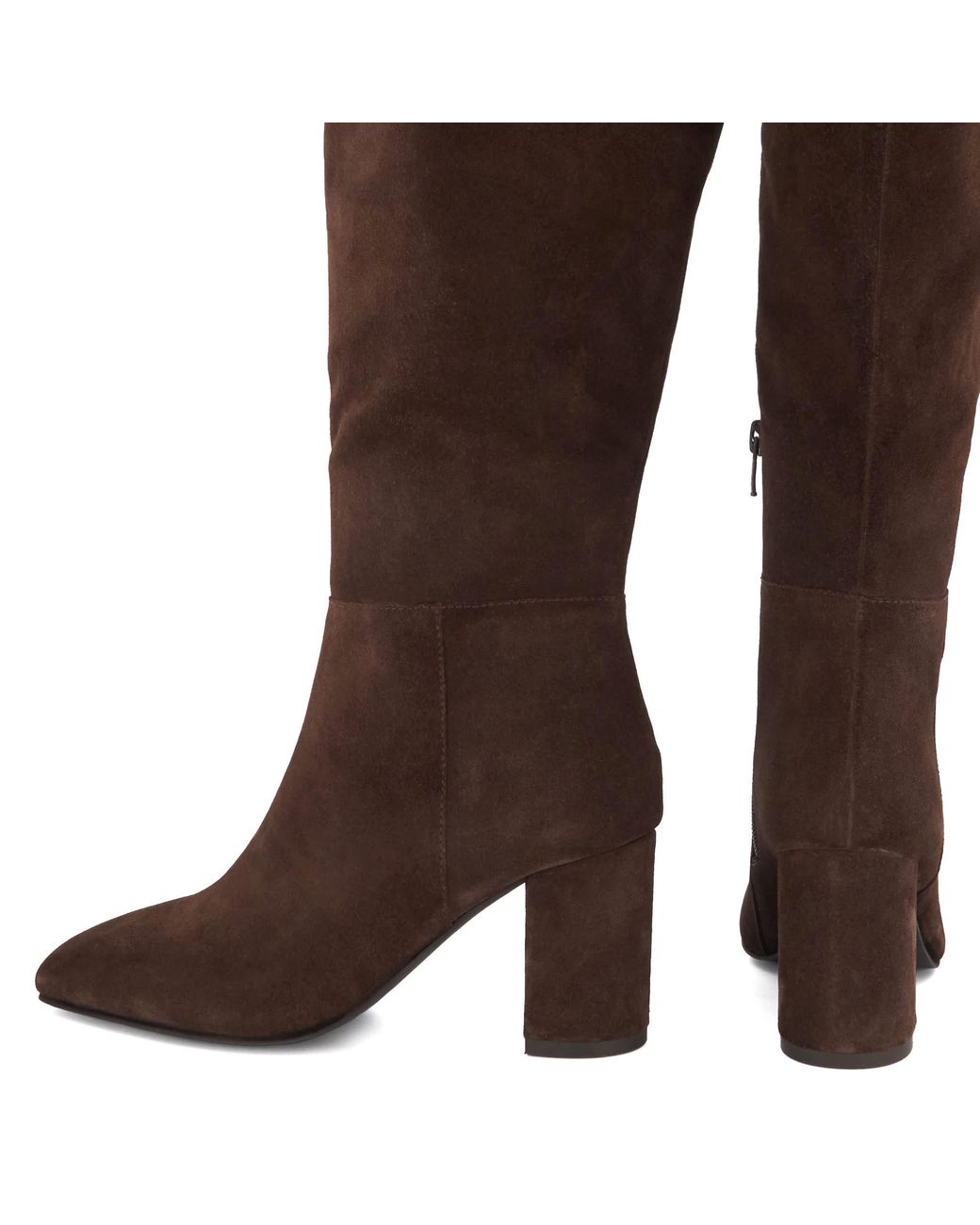 Dune Brown Salts Heeled Knee-High Boots