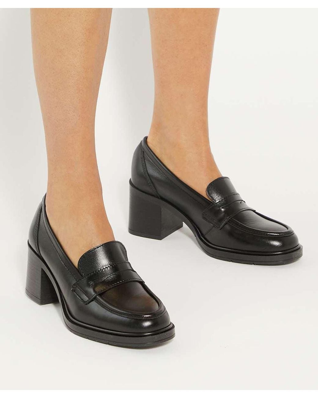 Dune Black Gratefully Leather Penny Loafer