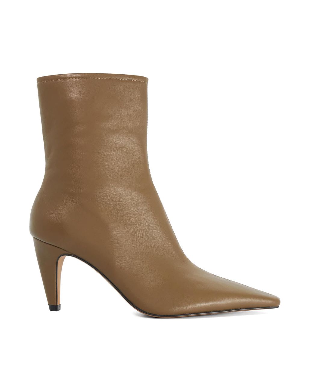 Dune Brown Overt Leather Heeled Ankle Boots